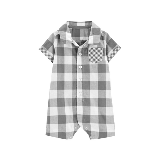 Carter's - Romper de algodón color gris cuadriculado