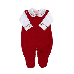 Salida de Maternidad Bordada Rojo Fuego C/Blanco