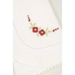 Salida de Maternidad Bordada Rojo Fuego C/Blanco