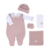 Salida de Maternidad Bordada Nude Con Blanco