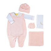Salida de Maternidad Bordada Rosa Con Blanco