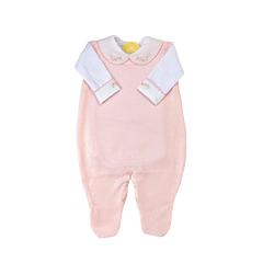 Salida de Maternidad Bordada Rosa c/Blanco