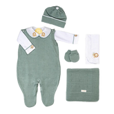 Salida de Maternidad Bordada Verde Militar Con Blanco