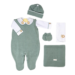 Salida Maternidad Bordada Verde Militar Con Blanco