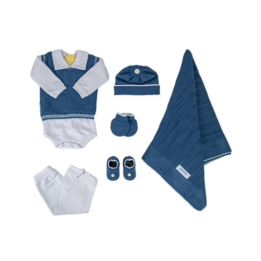 Salida de Maternidad Azul Jeans C/Blanco