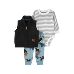 Carter's - Set con 3 piezas con chaleco diseño lobos