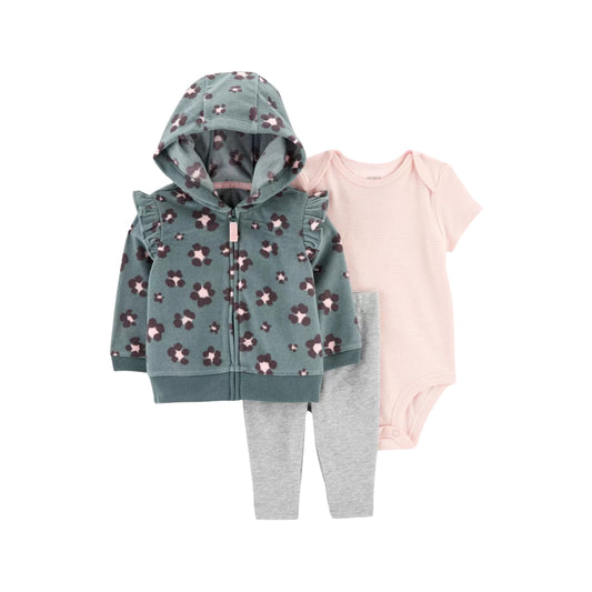 Carter's - Set con 3 piezas con abrigo de micro polar leopardo