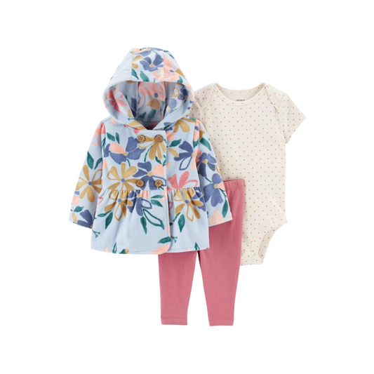 Carter's - Set con 3 piezas con abrigo de micro polar floral