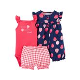 Carter's - Set con 3 piezas con diseño de frutillas Berry Berry Sweet