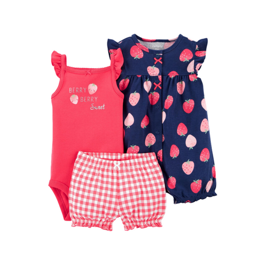 Carter's - Set con 3 piezas con diseño de frutillas Berry Berry Sweet
