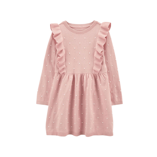 Carter's - Vestido mangas largas con volantes y motas