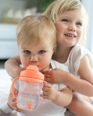 Vaso con pajita y popote 270ml Coral (6m+)