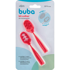 Kit 2 Cucharas de Entrenamiento Buba Rosa +6m
