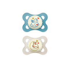 Kit con 2 chupetes Original Night Azul/Marfil (0-6m) + Paquete con 2 Biberones Easy Start 130ml Azul (0m)