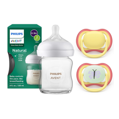 Kit Biberón Anticolicos de Vidrio 125ml + 2 Chupetes Ultra Air 0-6m