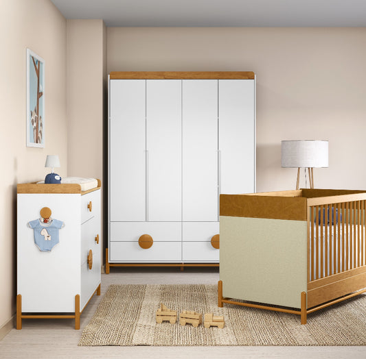 Ropero 4 Pts Matic Tess Laq. Blanco Soft Freijo Eco Wood