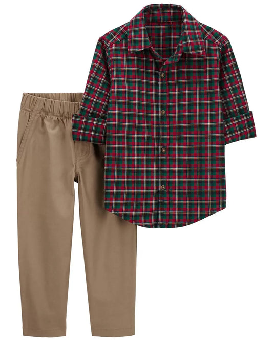 Carter's - Conjunto con camisa a cuadros y pantalón