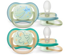 Paquete con 2 chupetes Ultra Air 0-6M Nighttime
