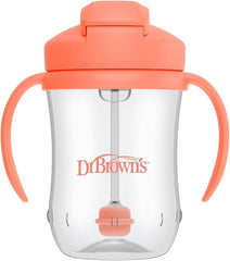 Vaso con pajita y popote 270ml Coral (6m+)