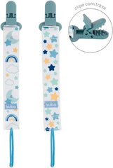 Kit Con Sujetadores De Chupetes Estrellas Azul