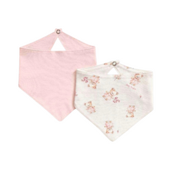 Kit con 2 Baberos De Aldodón Rosa/Osita