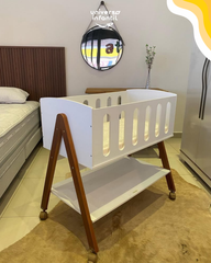 Mini Cuna Matic Liv Laq. Blanco Soft/Eco Wood