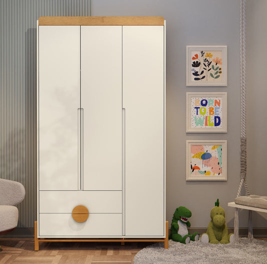 Ropero 3 Pts Matic Tess Laqueado Off White Freijo Eco Wood