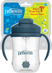Vaso con pajita y popote 270ml Azul (6m+)