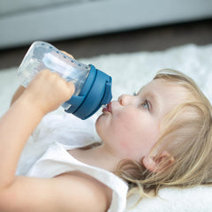 Vaso con pajita y popote 270ml Azul (6m+)