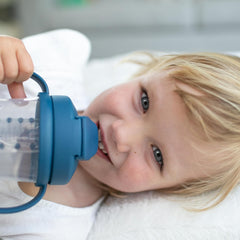 Vaso con pajita y popote 270ml Azul (6m+)