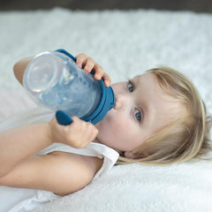 Vaso con pajita y popote 270ml Azul (6m+)