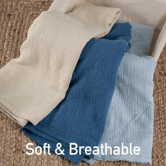 Paquete con 3 mantas de muscelina 95cmx100cm