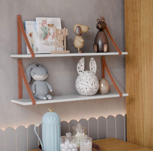 Kit 2 Estantes Colgantes Gold Laqueado Blanco Soft