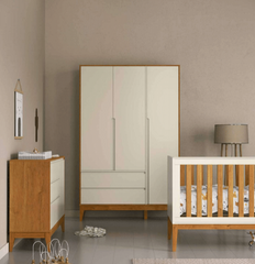 Ropero 3 Pts Matic Nature Clean Laqueado Freijo Off White Eco Wood