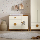 Cómoda Matic Tess Laq. Off White/Freijo/Eco Wood