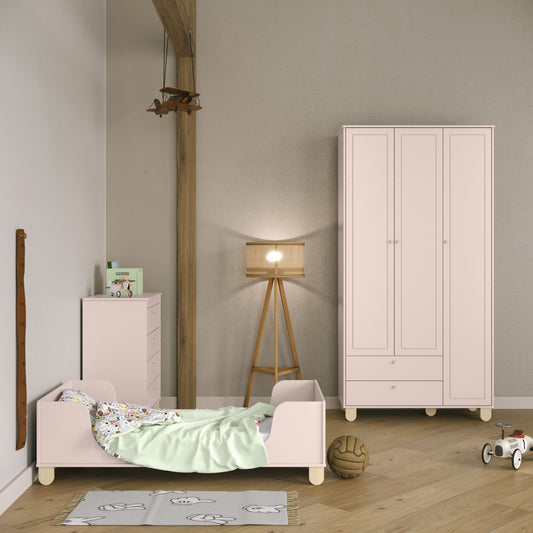 Mini Cama Matic Zupy Laqueado Rose/Natural con colchón