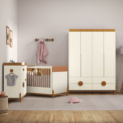 Cuna Matic Tess Laqueado Off White/Eco Wood