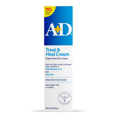 A+D Treat & Heal - Crema de óxido de zinc al 10 % para dermatitis del pañal 113g