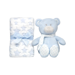 Kit Manta Con Oso Buba Azul