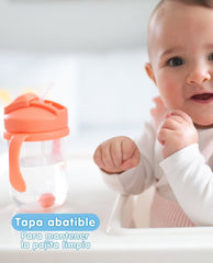 Vaso con pajita y popote 270ml Coral (6m+)