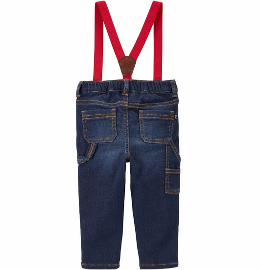 OshKosh B'Gosh - Pantalón jeans con tirantes de color rojo