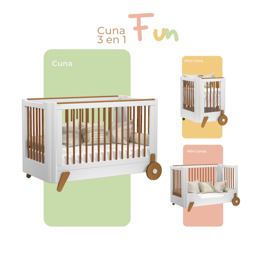 Cuna 3 en 1 Matic Fun Laqueado Blanco Soft Eco Wood