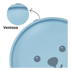 Plato De Silicona Con Ventosa Buba Gummy Azul