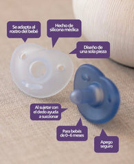 Paquete con 2 chupetes Soothie Heart Azul Con Estuche 0-6M