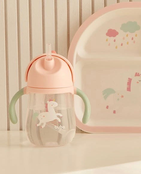 Vaso Con Manija Buba 240ml Rosa Unicornio
