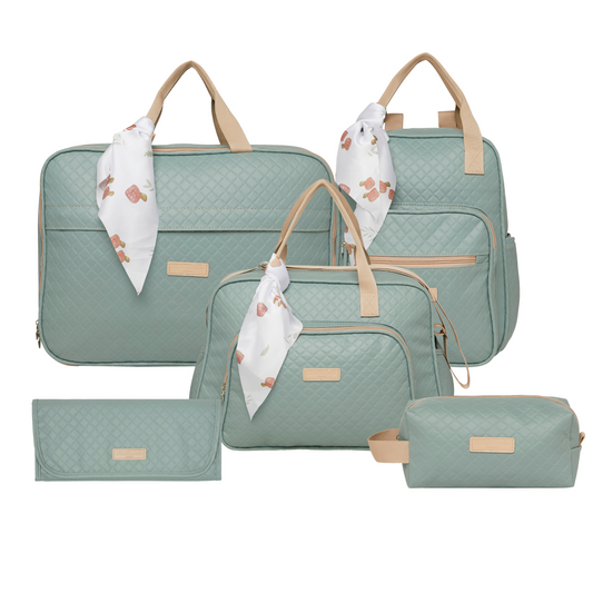 Kit Sembrar Verde Maleta + Mochila + Bolso + Necessaire + Cambiador