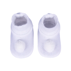 Zapatito de tricota Blanco Liso Pompón