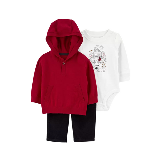 Carter's - Set con 3 piezas con pantalón de corderoy y abrigo de lana fina