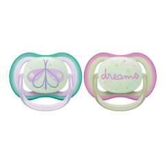 Paquete con 2 chupetes Ultra Air 0-6M Nighttime