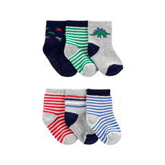 Carter's - Paquete con 6 pares de medias "Dinosaurios"